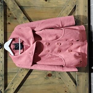 ONLY POWDER PINK WOOL BLEND DOUBLE BREASTED COAT SIZE MEDIUM WINTER OVERCOAT